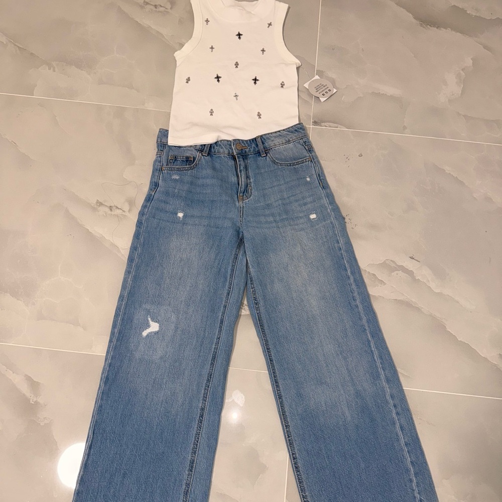 Classic Blue girl Jeans 14 xs s top